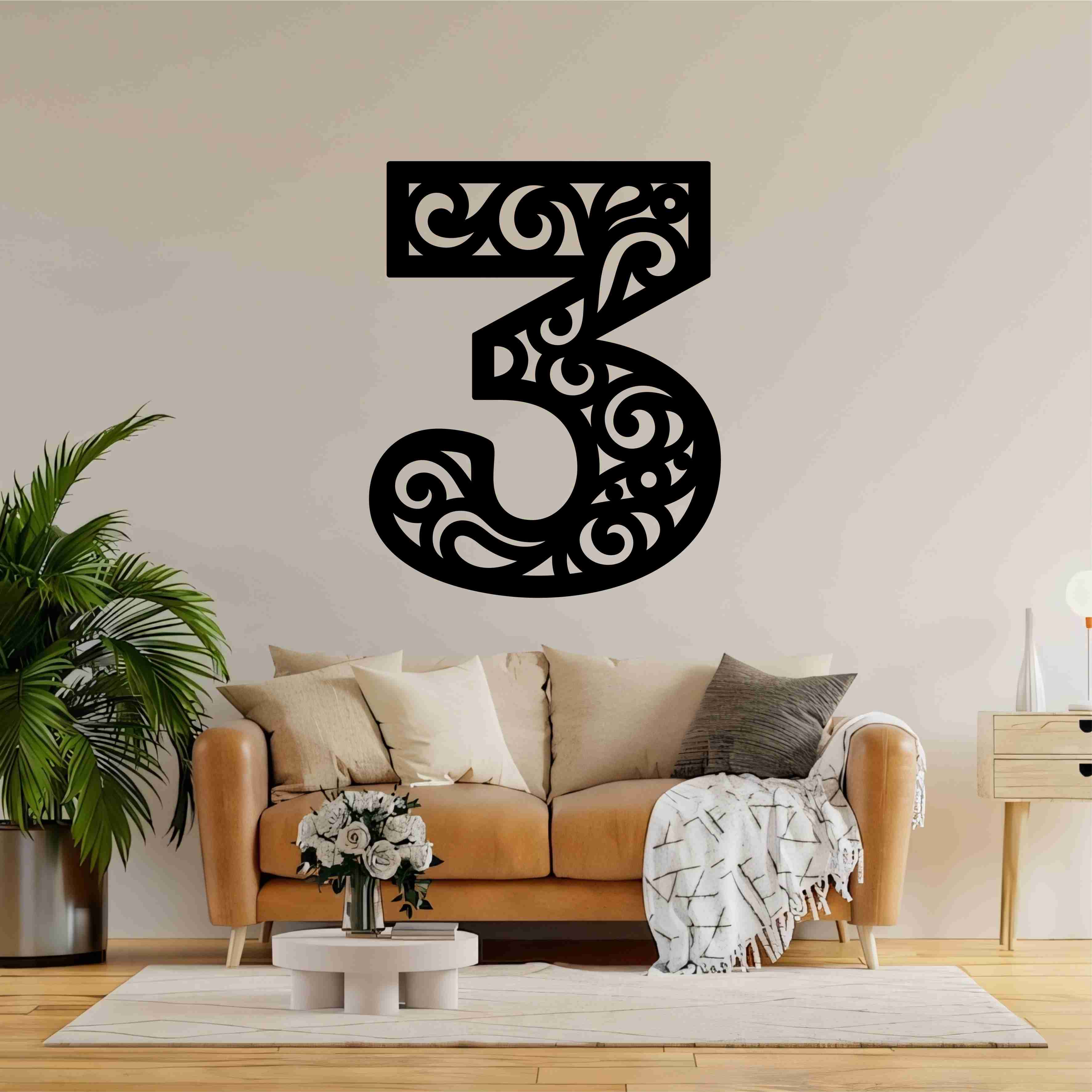 Drevené číslo na stenu - 3