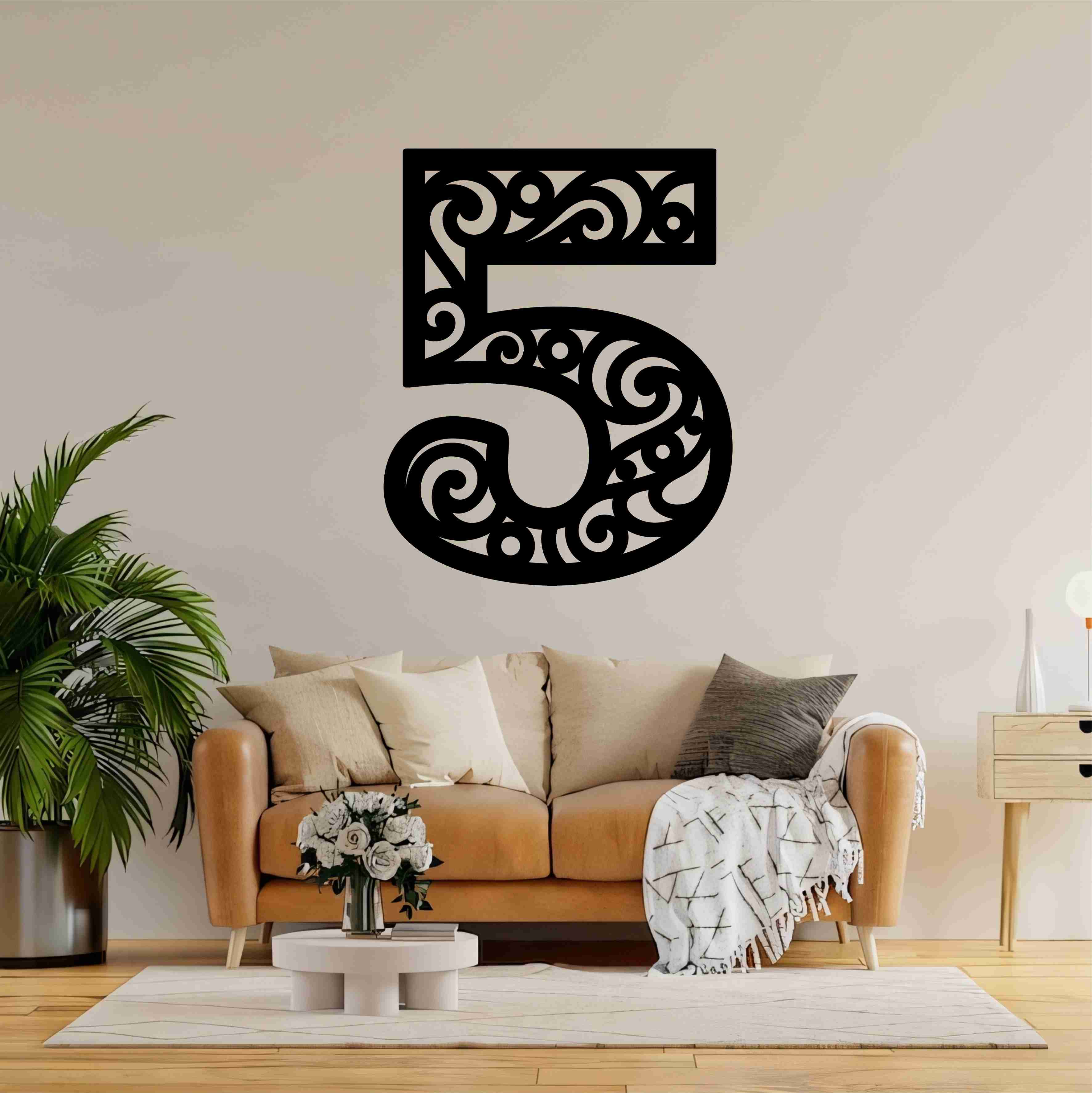 Drevené číslo na stenu - 5