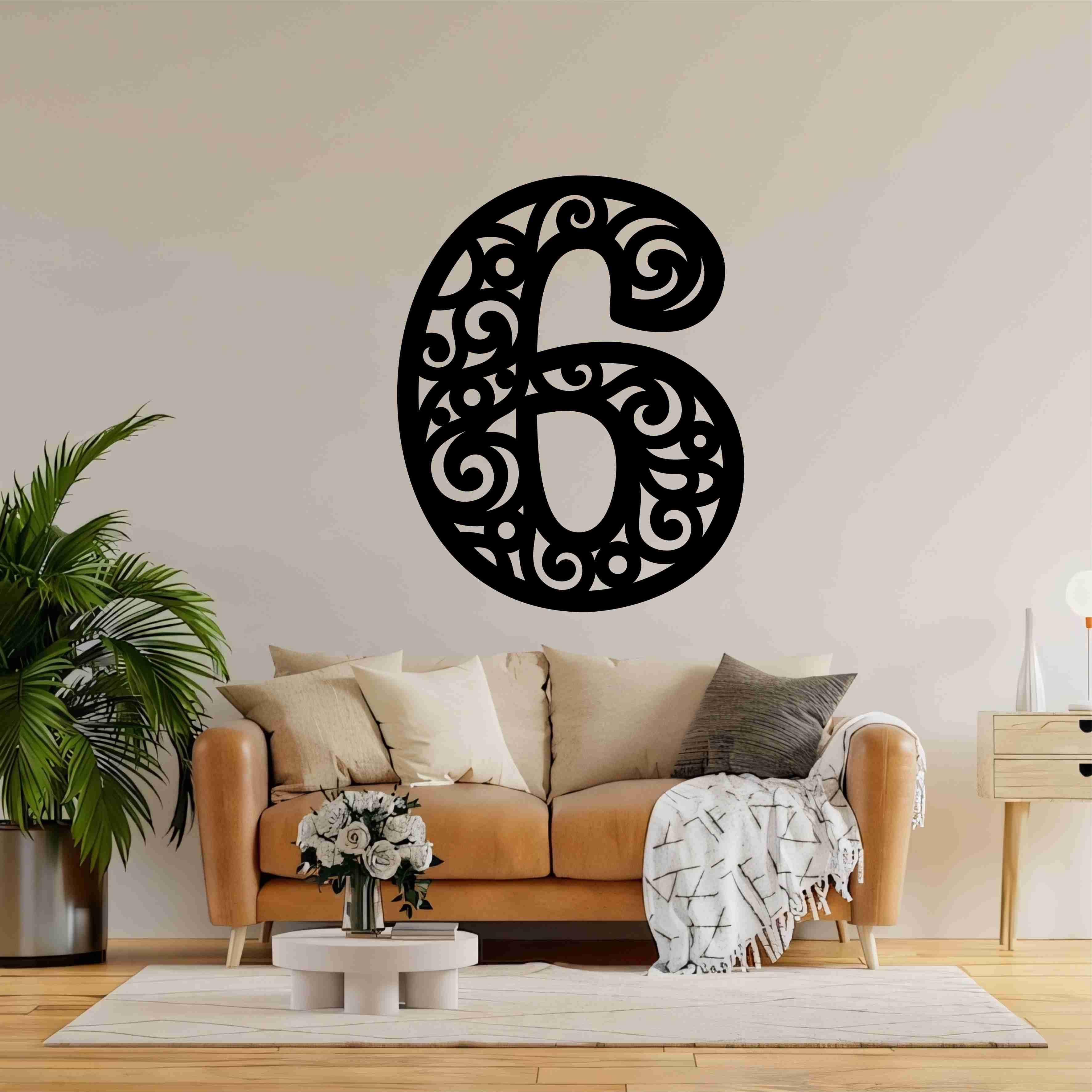 Drevené číslo na stenu - 6