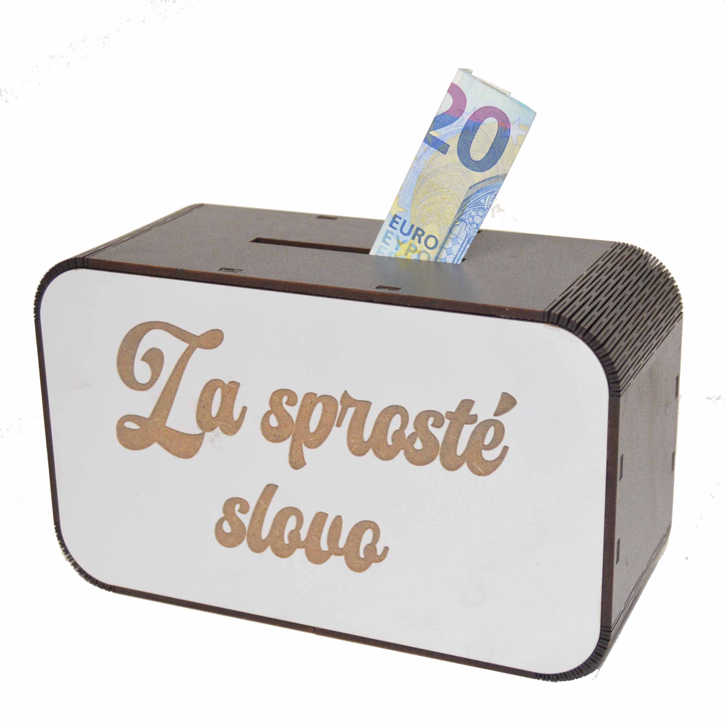 Drevená pokladnička s nápisom - Za sprosté slovo