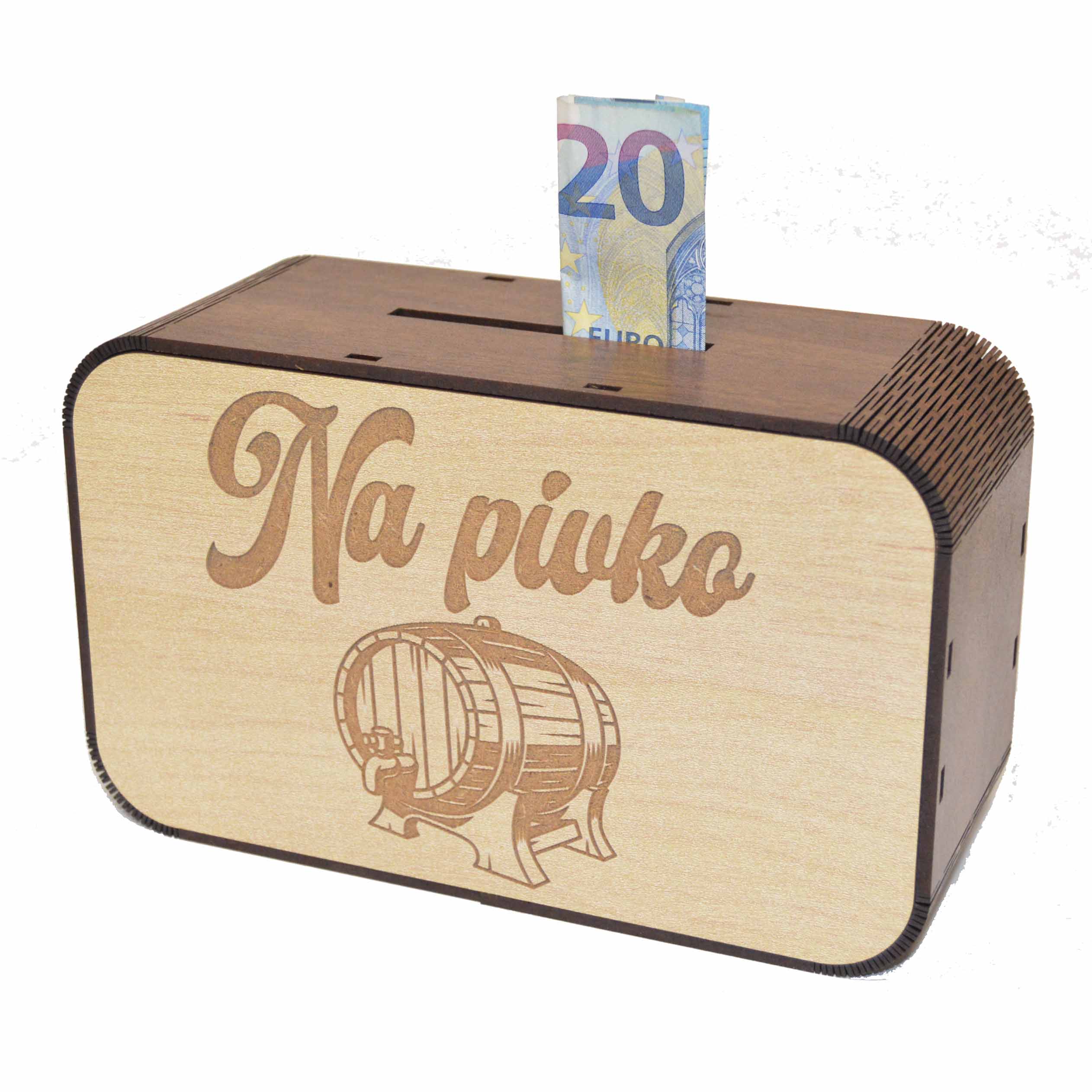 Drevená pokladnička s nápisom - Na pivko