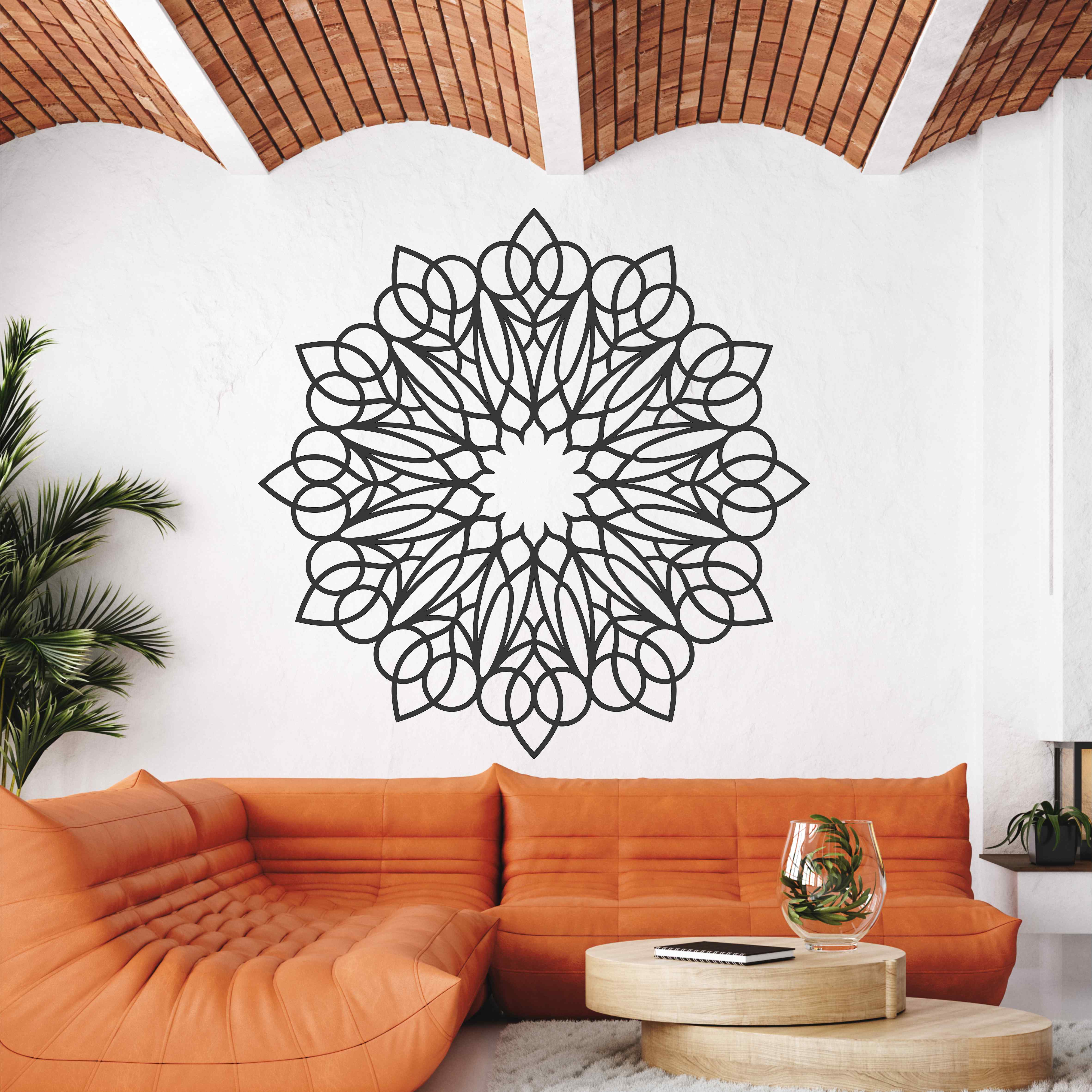 Drevená mandala na stenu - Slnečná