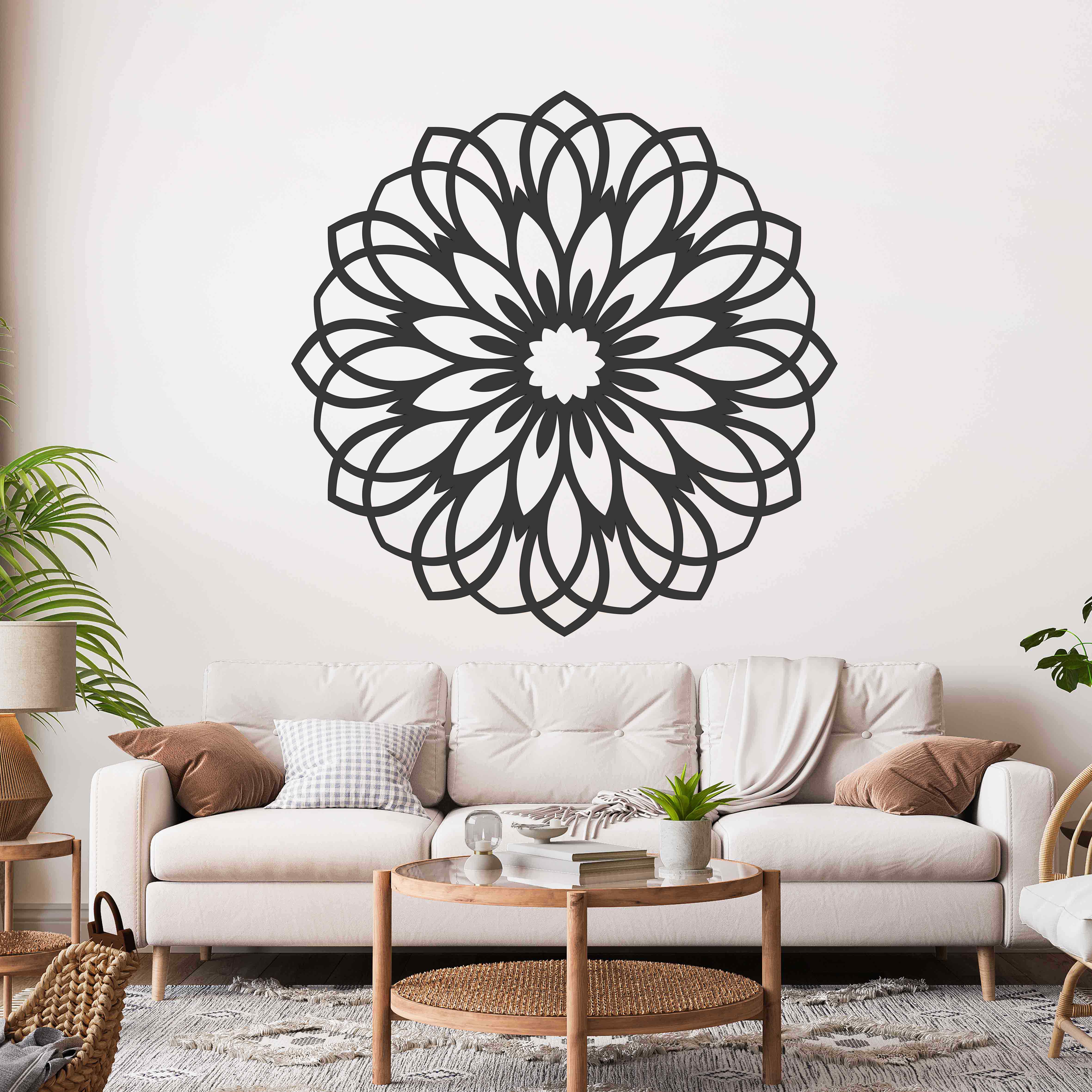 Drevená mandala na stenu - Kvetina