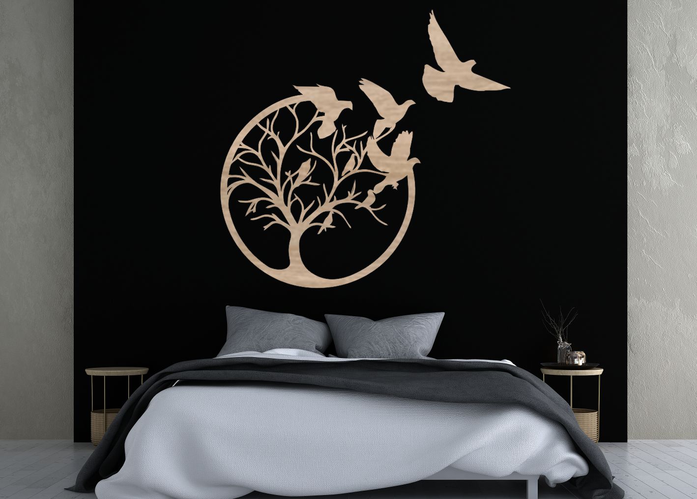 Drevený obraz – Strom života s vtákmi