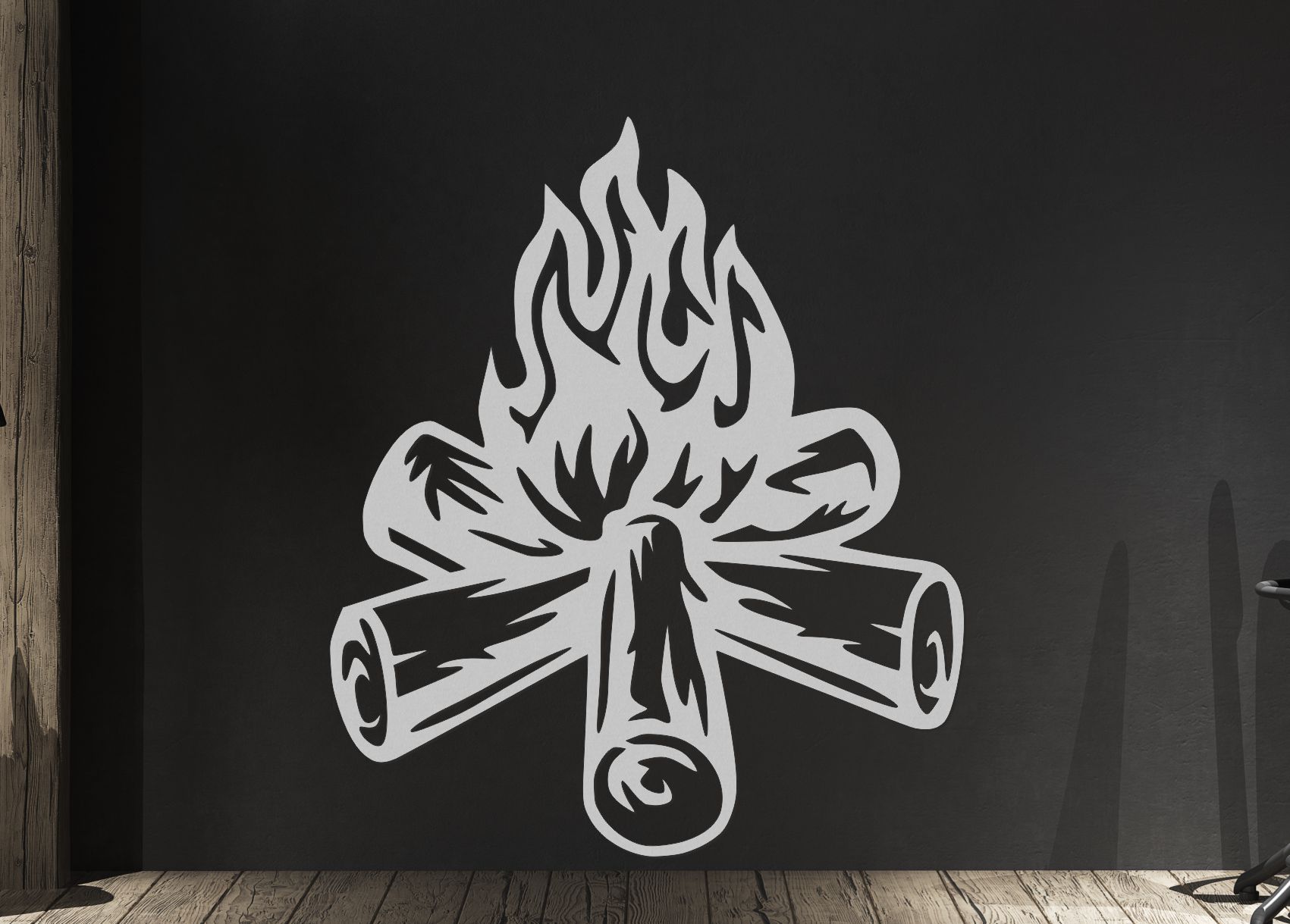 Kempingový oheň – Drevený obraz na stenu s motívom táboráku