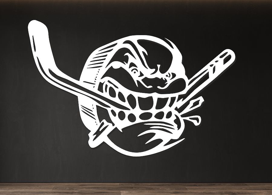 Drevený obraz na stenu – Puk s hokejkou