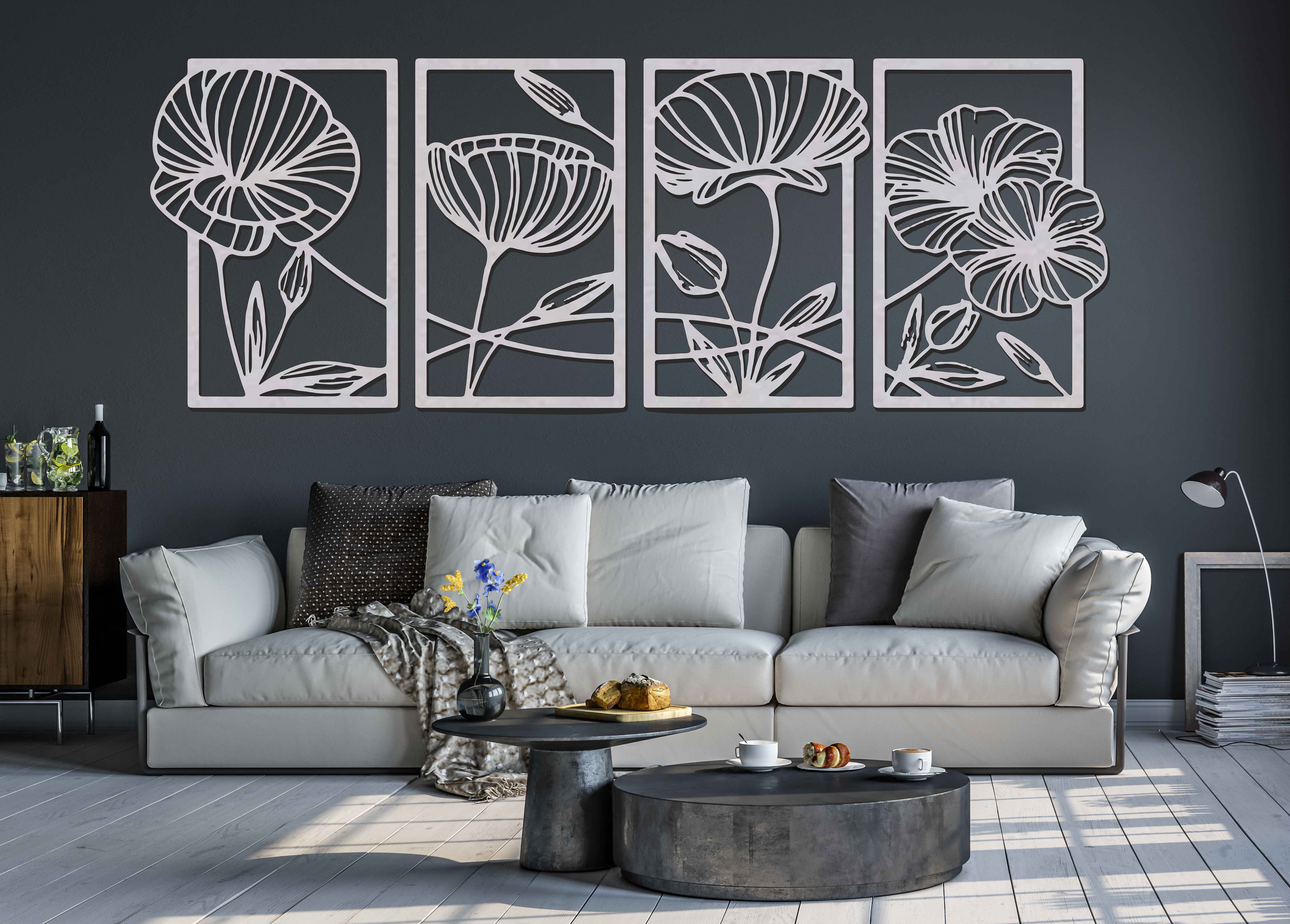 Trojdielny obraz na stenu – Kvetinová harmónia