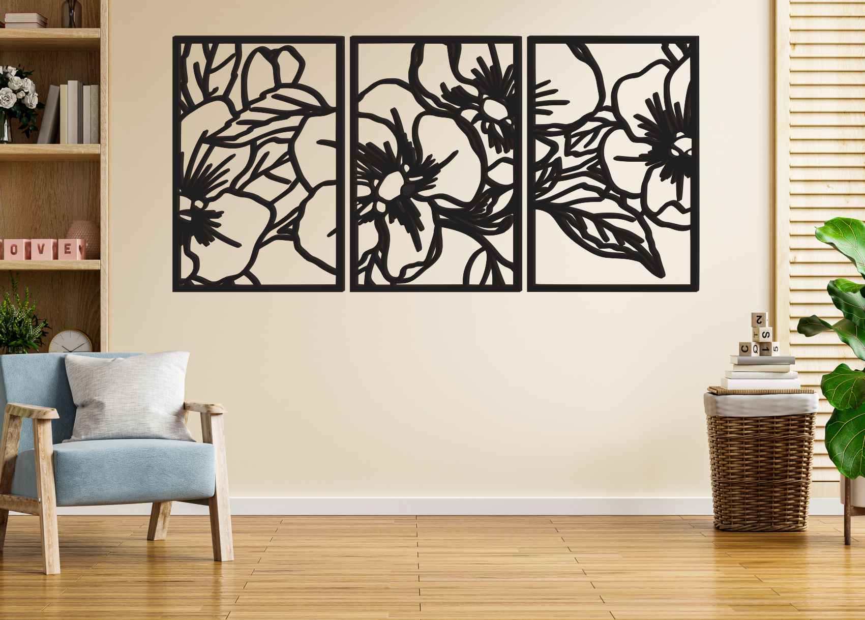 Trojdielny obraz na stenu – Nádhera kvetov