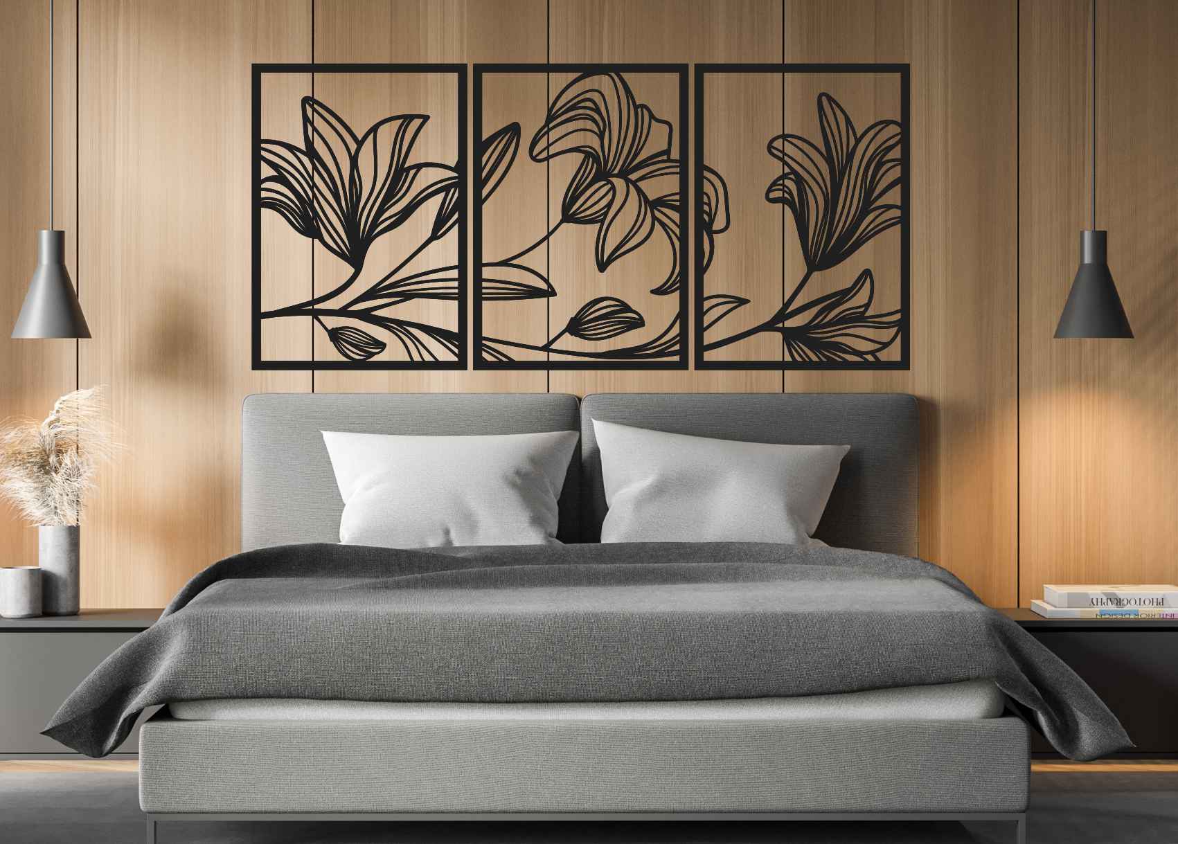 Trojdielny obraz na stenu – Kvetinová elegancia