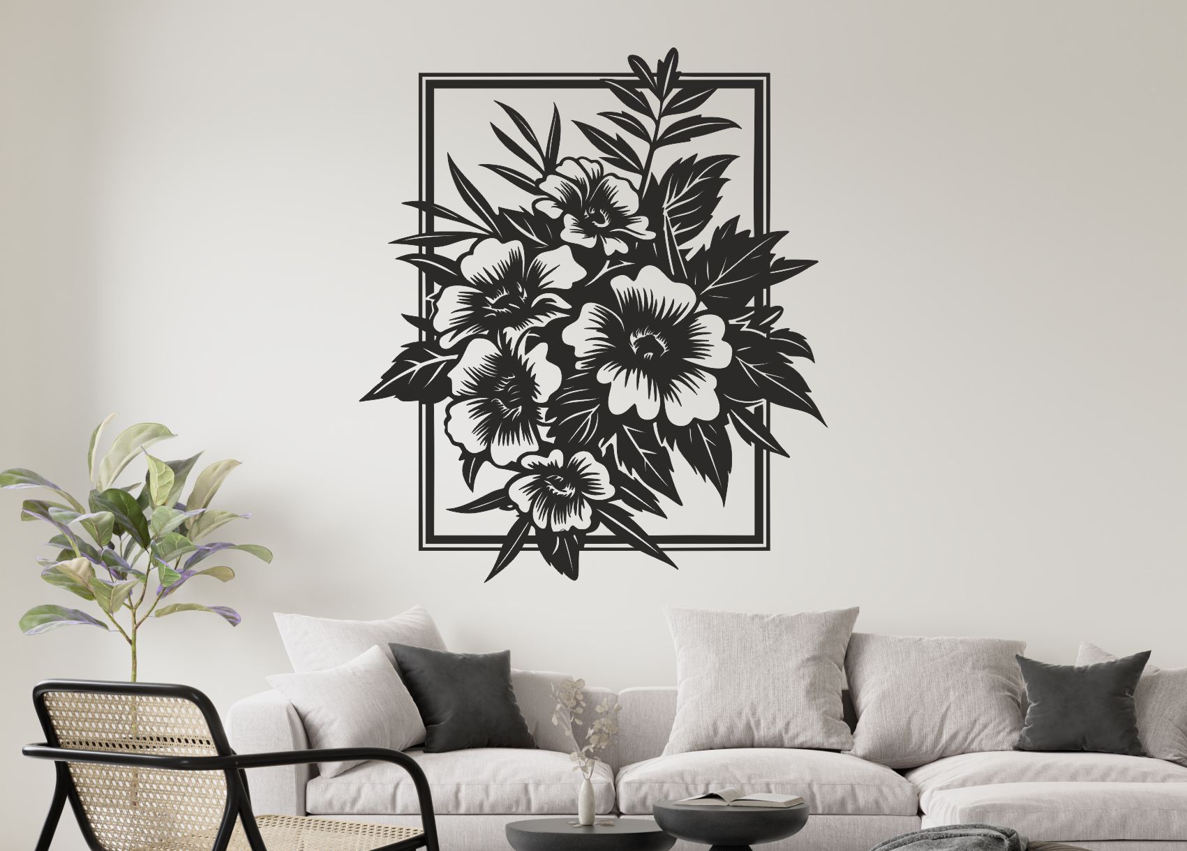 Drevený obraz na stenu – Kvetinová kompozícia