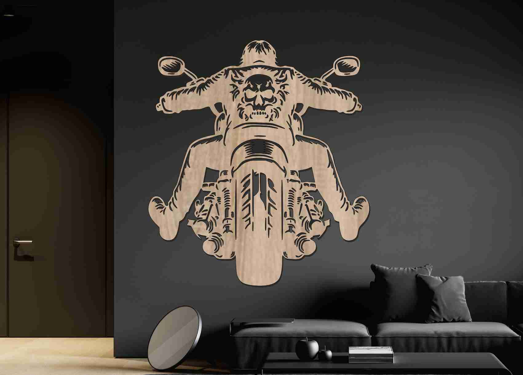 Drevený obraz na stenu - Motorkár