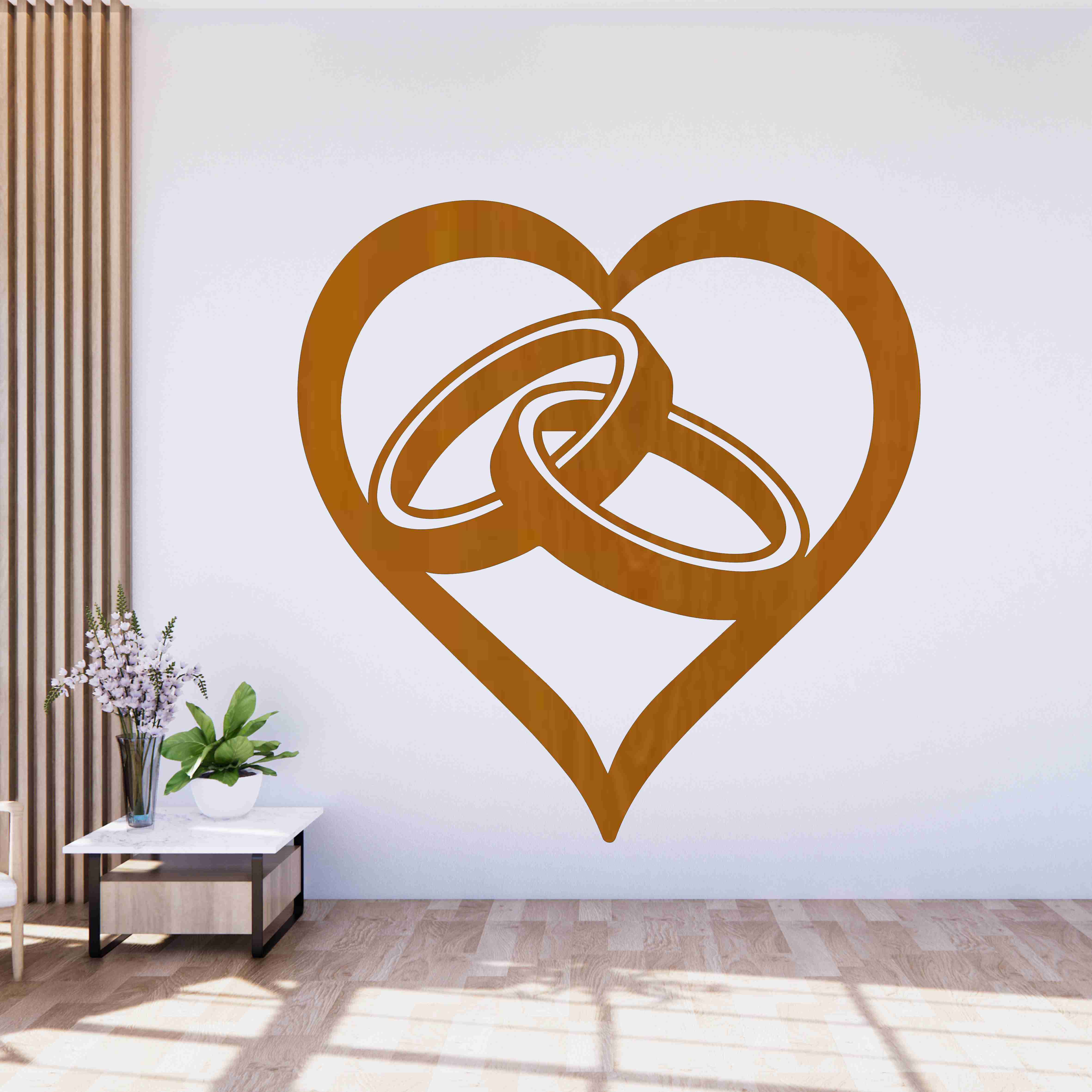 Svadobný obraz na stenu s obrúčkami