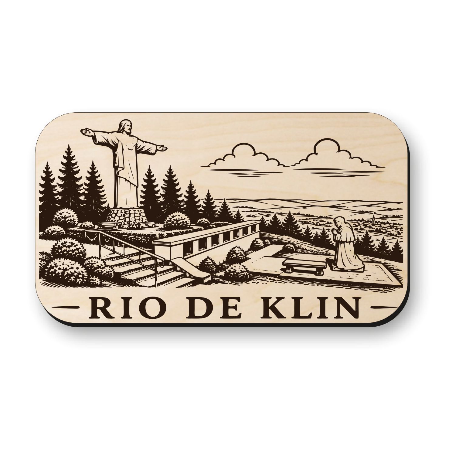 Drevená magnetka Rio de Klin - socha Krista na Orave