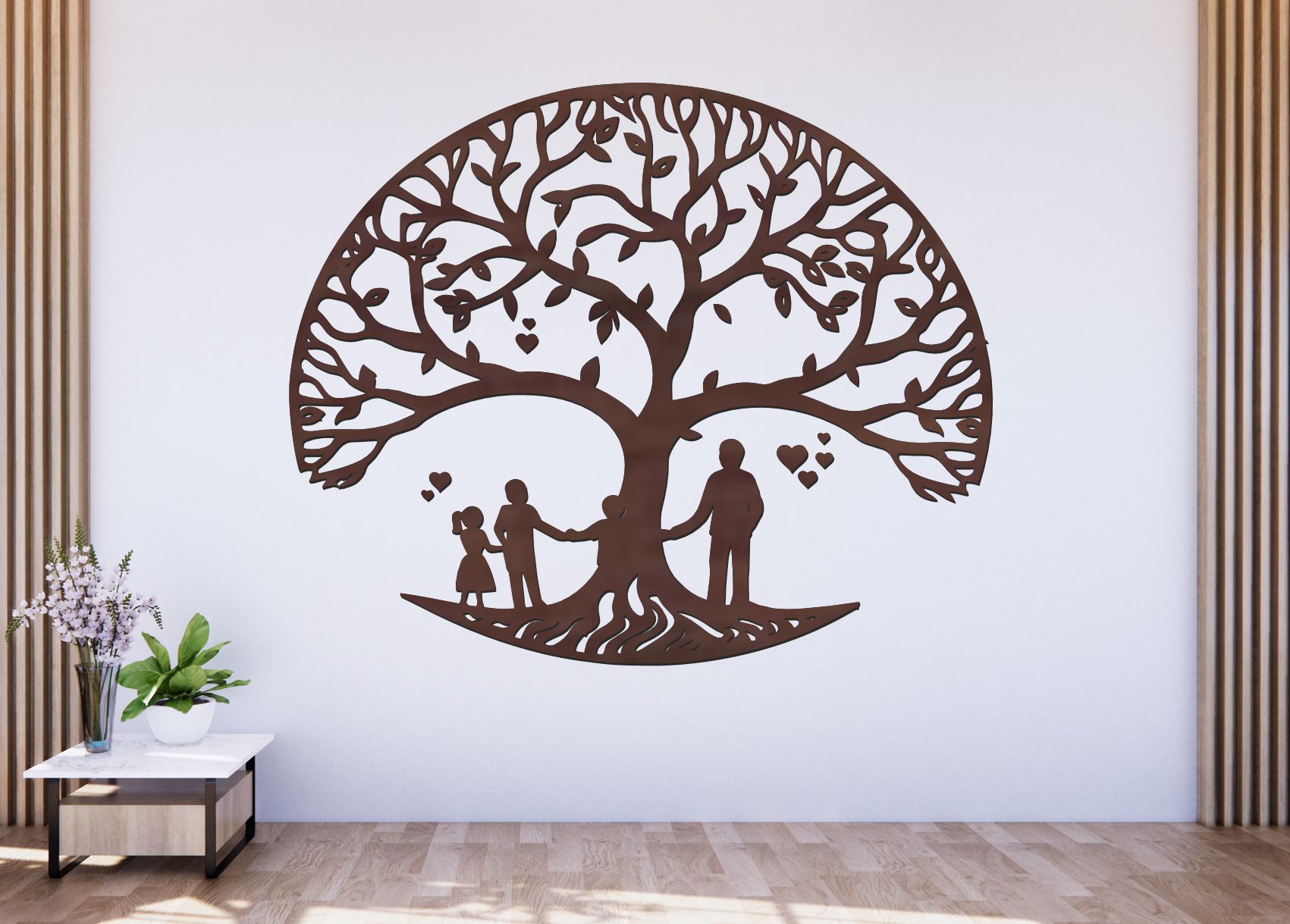 Drevený strom života na stenu – Rodinné puto