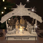 Drevený vyrezávaný betlehem – So strieškou