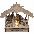Drevený vyrezávaný betlehem – So strieškou