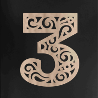 Drevené číslo na stenu - 3