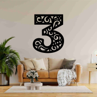 Drevené číslo na stenu - 3