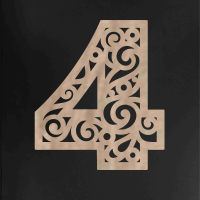 Drevené číslo na stenu - 4