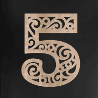 Drevené číslo na stenu - 5