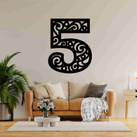 Drevené číslo na stenu - 5