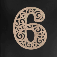 Drevené číslo na stenu - 6