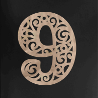 Drevené číslo na stenu - 9