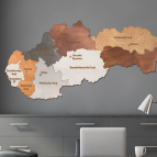 Drevená mapa Slovenska  –  Kraje od 50 cm