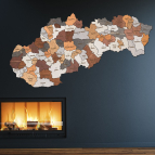 Drevená mapa Slovenska  –  Okresy od 75 cm