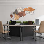 Drevená mapa Slovenska – Farebné kraje s okresmi