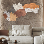 Drevená mapa Slovenska – Farebné kraje s okresmi