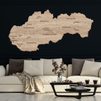 Drevená mapa Slovenska s krajmi