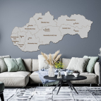 Drevená mapa Slovenska s krajmi