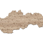 Drevená mapa Slovenska s okresmi a mestami