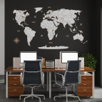 Drevená mapa sveta s hranicami štátov