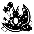 Drevený obrázok do detskej izby – Zajačik na mesiaci