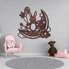 Drevený obrázok do detskej izby – Zajačik na mesiaci