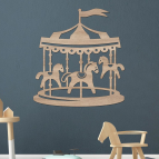 Drevený obrázok do detskej izby – Kolotoč s koníkmi