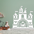 Drevený obrázok do detskej izby – Zámok s kočom