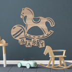 Drevený obrázok do detskej izby – Hojdací koník BABY