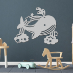 Drevený obrázok do detskej izby – Veľryba s dúhou