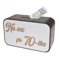 Drevená pokladnička s nápisom - Na sex po 70-tke