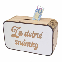 Drevená pokladnička s nápisom - Za dobré známky