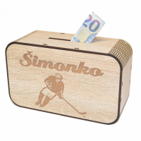 Drevená pokladnička s menom