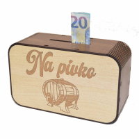 Drevená pokladnička s nápisom - Na pivko