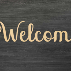 Drevený nápis na stenu – Welcome