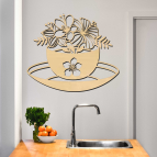 Drevený obraz na stenu - Hrnček s kvetmi