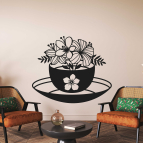 Drevený obraz na stenu - Hrnček s kvetmi