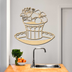 Drevený obraz na stenu - Hrnček s kvetmi