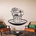 Drevený obraz na stenu - Hrnček s kvetmi